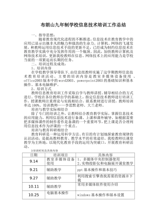 信息技术校本培训工作总结
