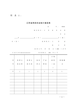 江苏省高效农业统计基层表