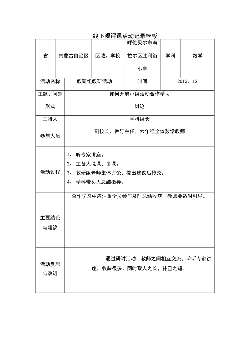 尤艳伟-线下活动记录模版_第1页