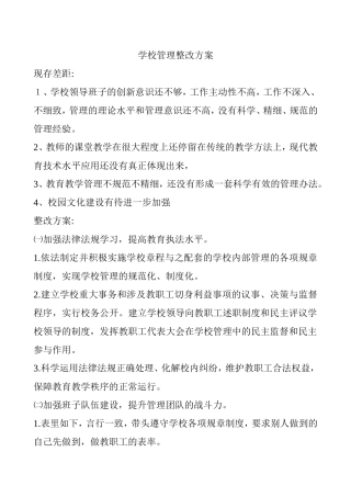 学校管理整改方案
