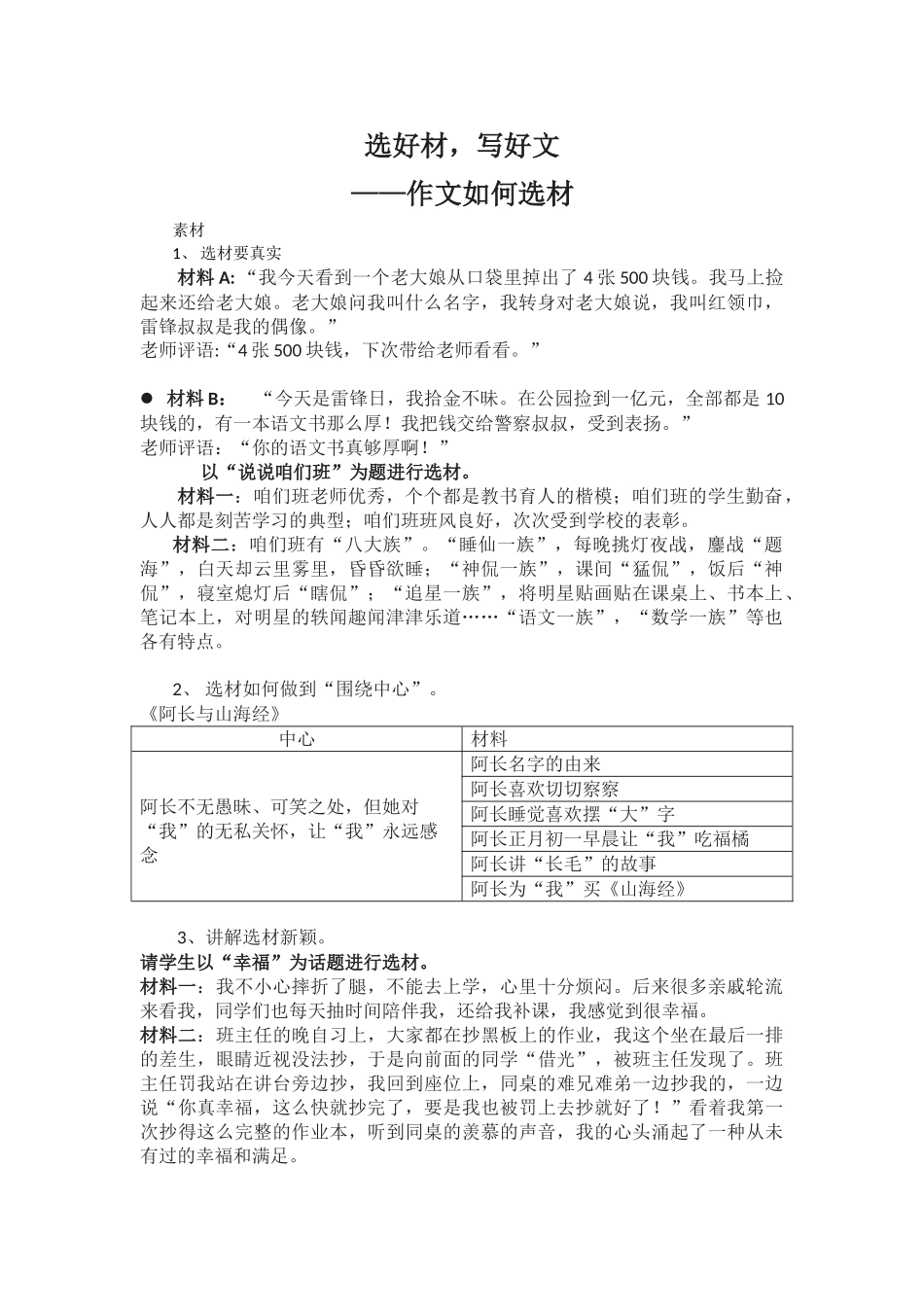 (部编)初中语文人教2011课标版七年级下册作文如何选材-(2)_第1页