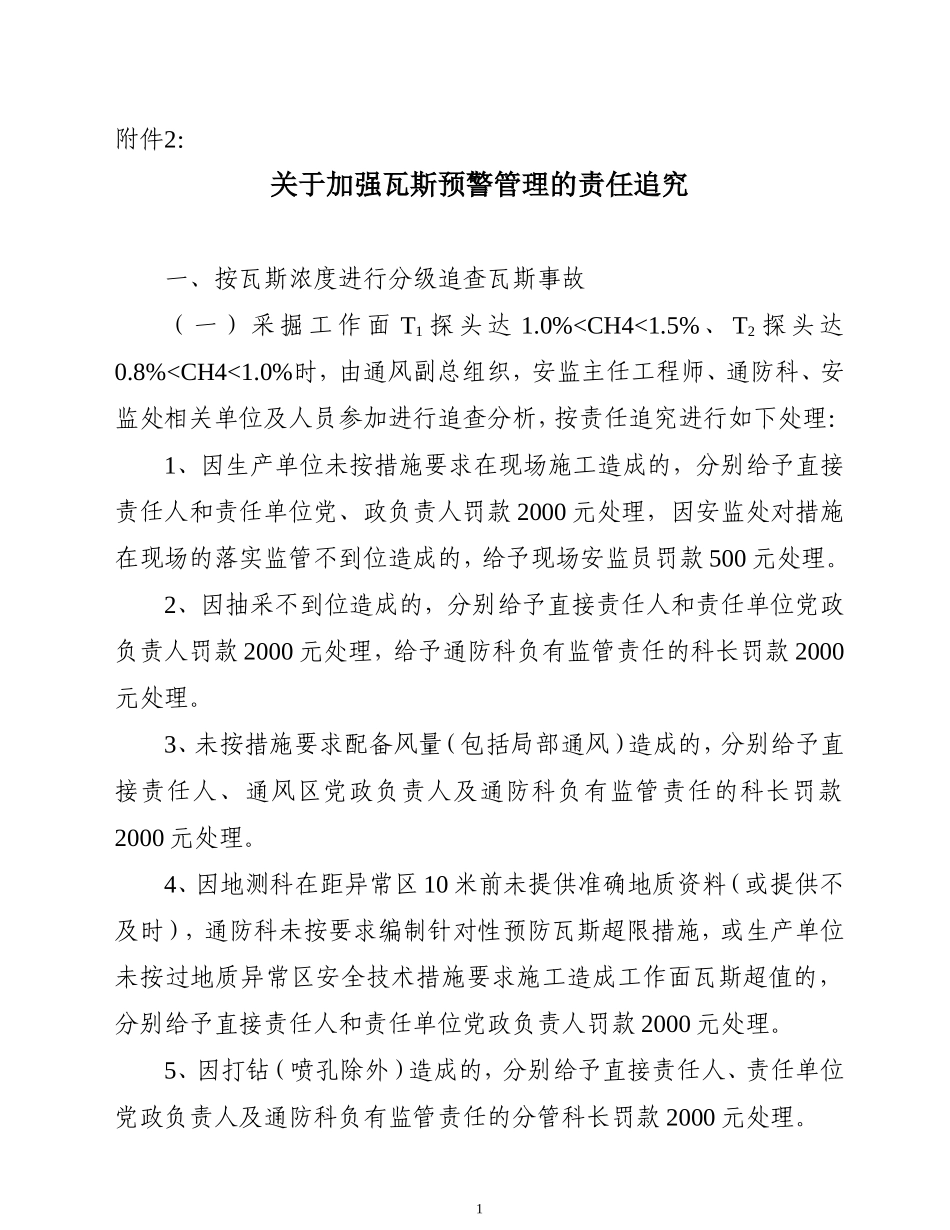 关于加强瓦斯预警管理的责任追究_第1页