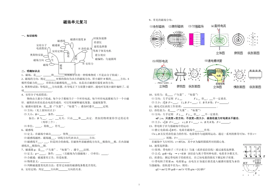磁场单元复习教案_第1页