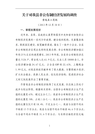关于对我县非公有制经济发展的调查