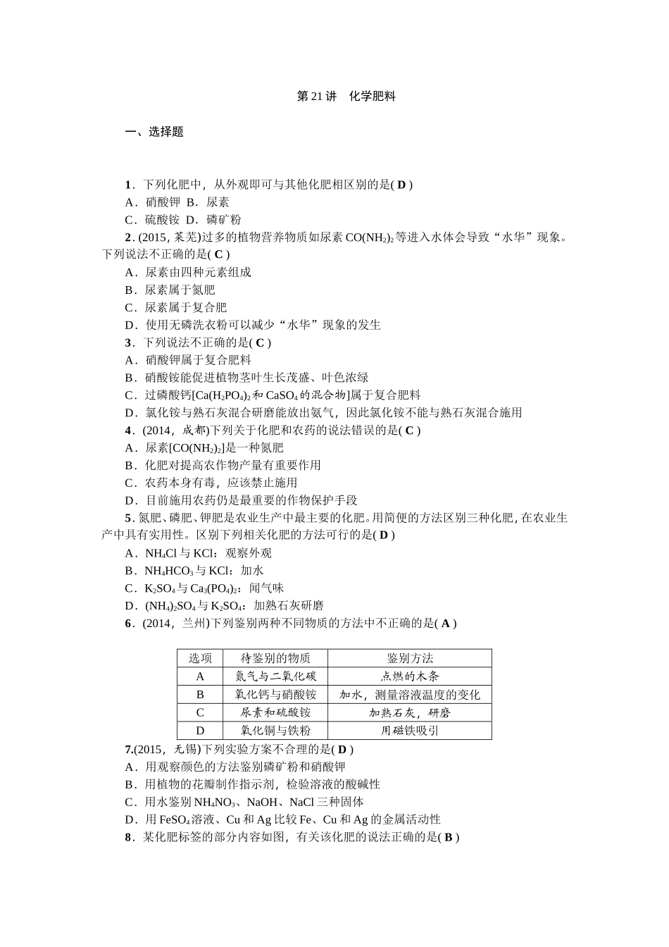 第21讲化学肥料_第1页