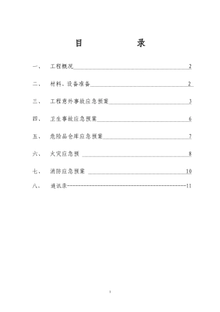 项目部安全、卫生、危险品、火灾等方面的应急预案