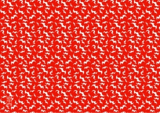 彩色印花纸：蝙蝠纹(红色)