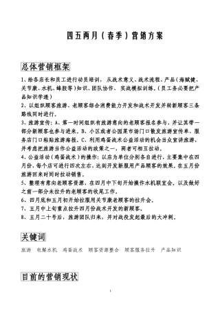 保健产品春季战役整体营销具体实施方案