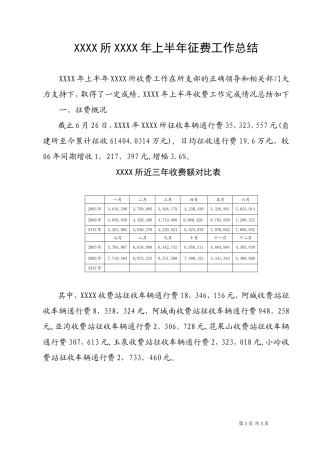 收费站上半年征费工作总结