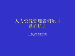 人力资源管理咨询项目系列培训-工资结构方案