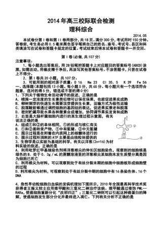 2014届山东省日照市高三5月校际联合检测(二模)理科综合试题及答案