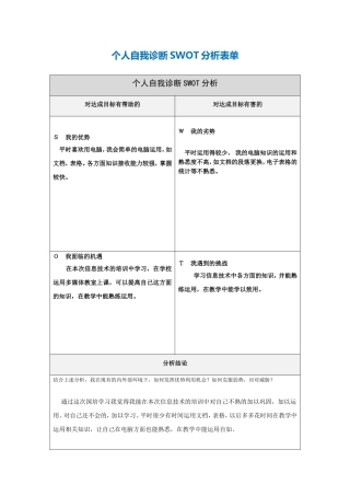 周月华：个人自我诊断SWOT分析表(1)