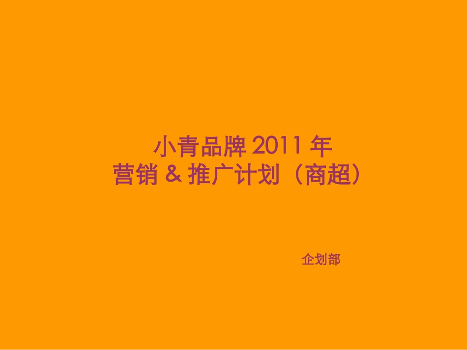 2011年品牌护肤品市场推广策划营销策略(商超渠道)_第1页