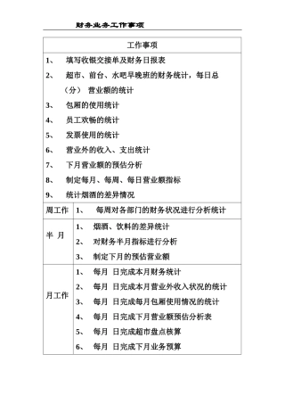 财务业务工作事项及流程