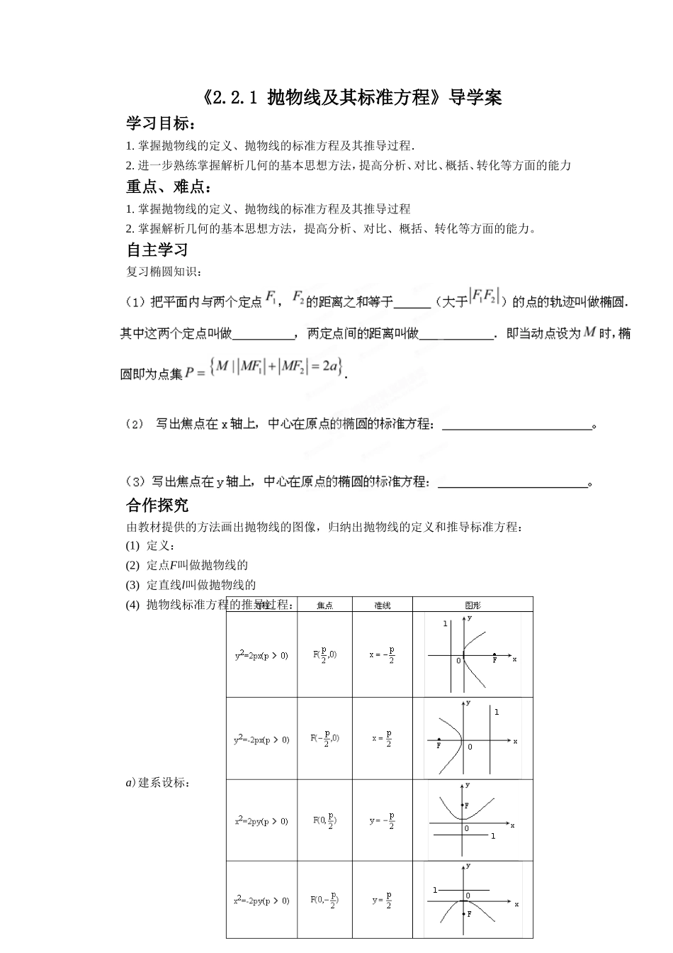 《2.2.1-抛物线及其标准方程》导学案_第1页