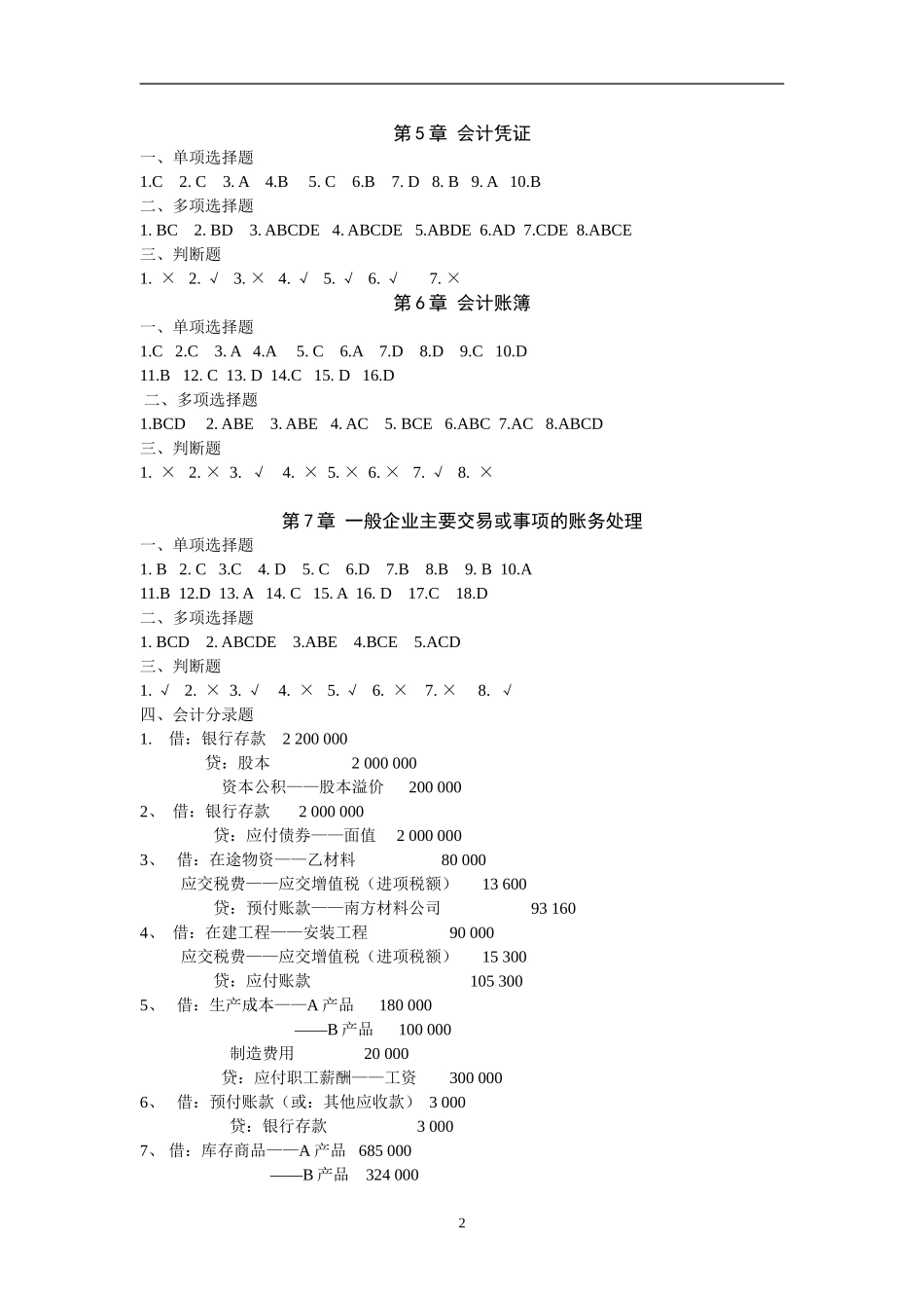 会计学原理模拟题----参考答案_第2页