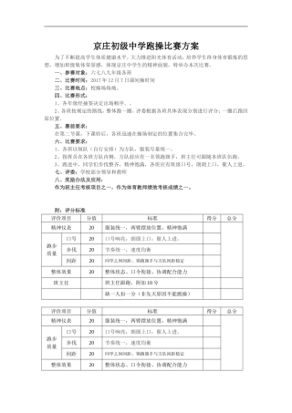 京庄初级中学跑操比赛方案