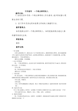 一个特点鲜明的人教案