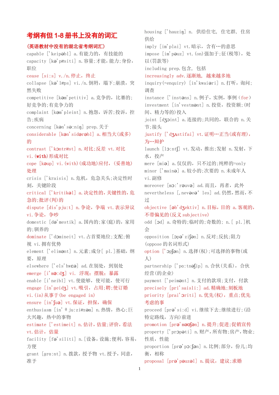 必修词汇表1-8(全)_第1页