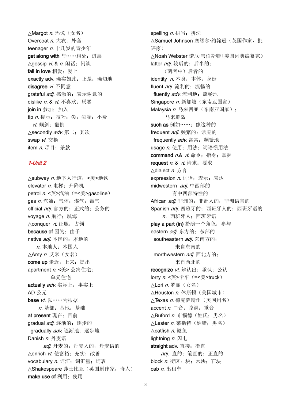 必修词汇表1-8(全)_第3页