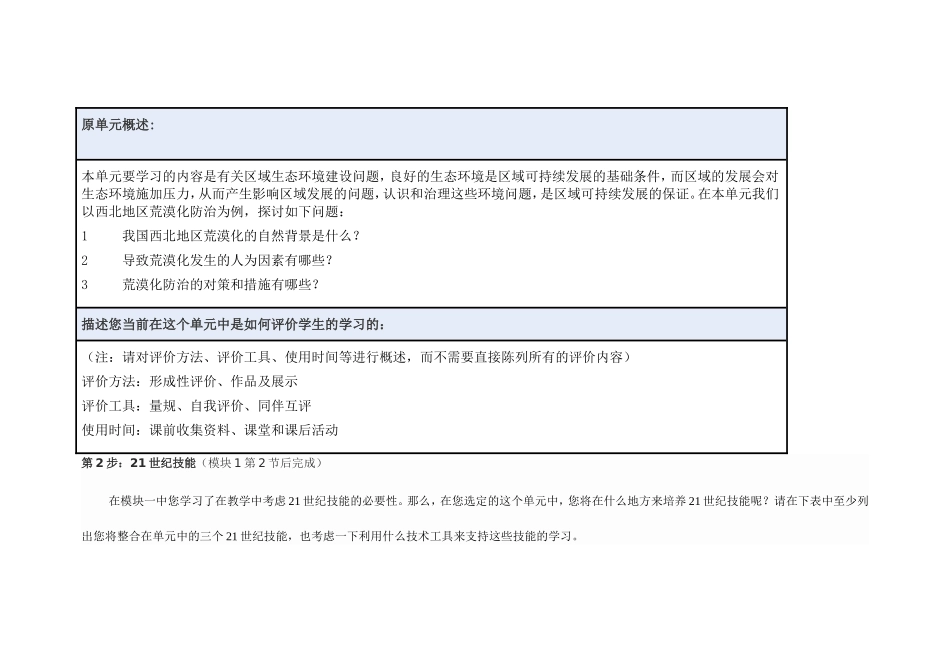 2013年远程培训intel未来教育项目地理模块三作业区域生态环境建设_第2页