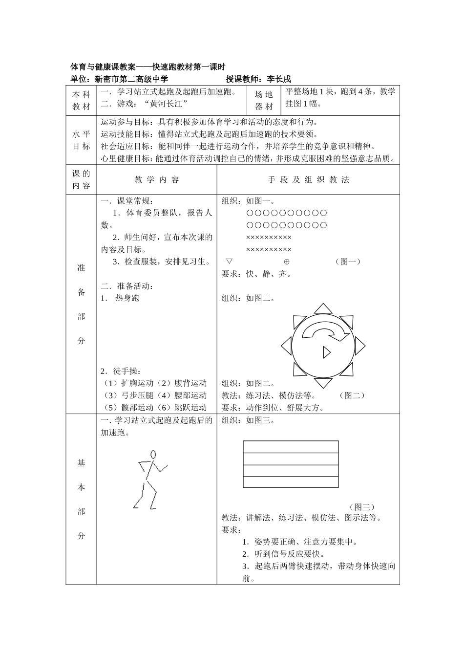 体育与健康教案-快速跑1-5节_第1页