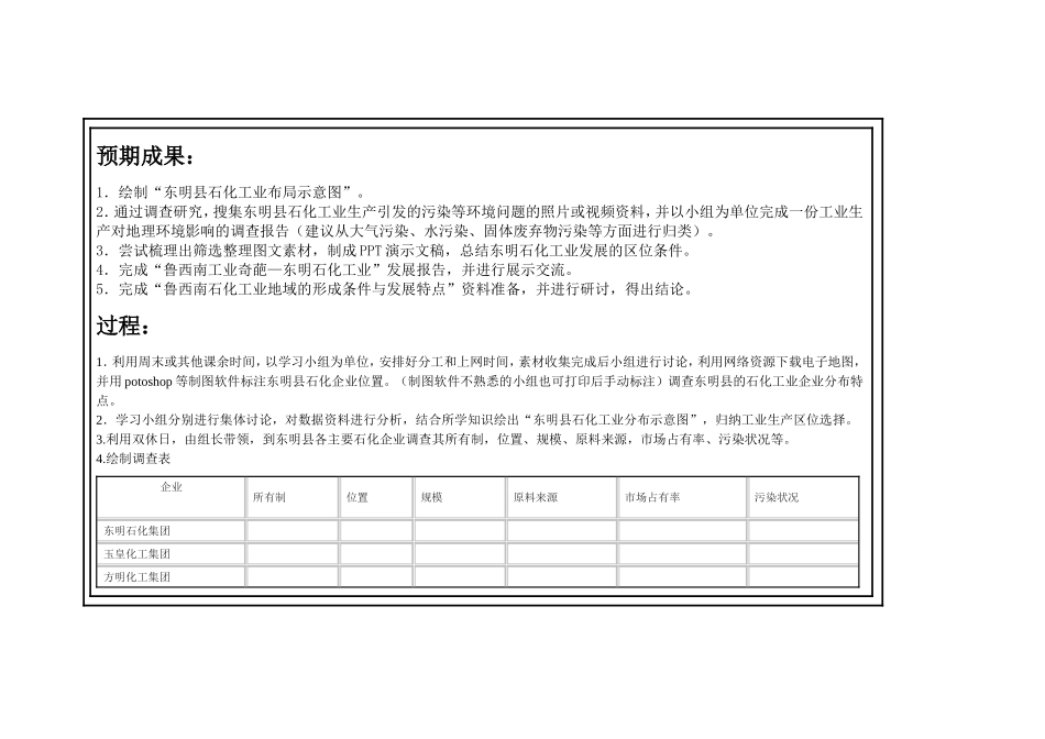 2013年远程培训intel未来教育项目地理模块五作业鲁西南工业奇葩东明石化工业_第3页