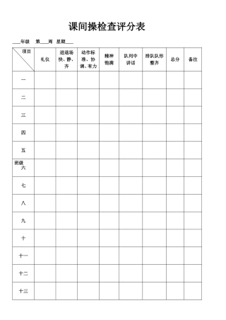 课间操检查评分表、眼保健操评分表