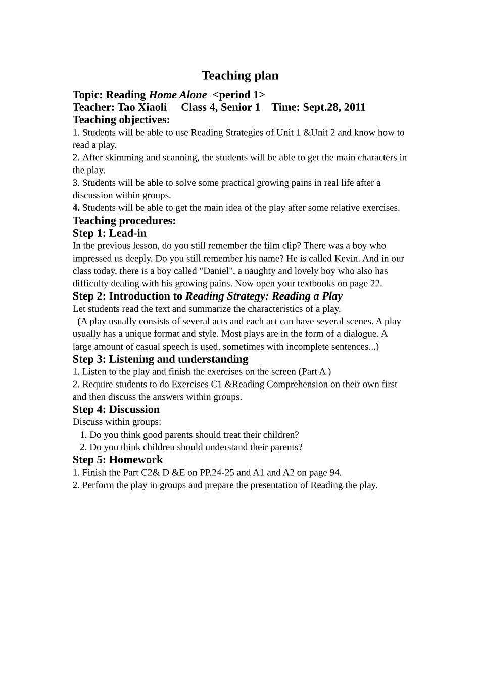 teachingplan-unit-2-reading1_第1页