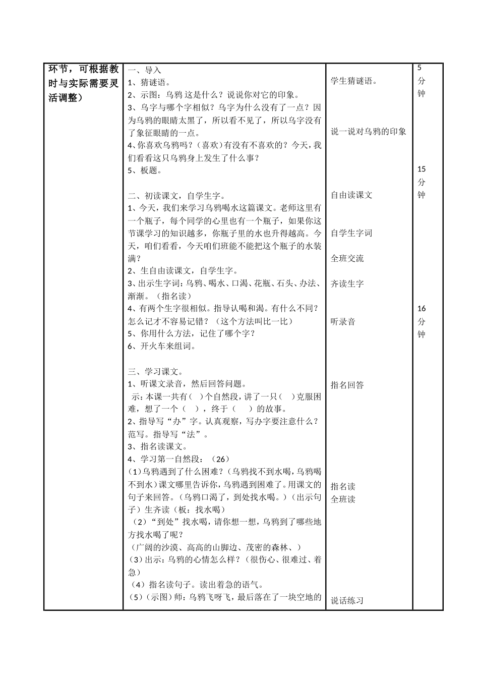 《乌鸦喝水》教学设计_第2页