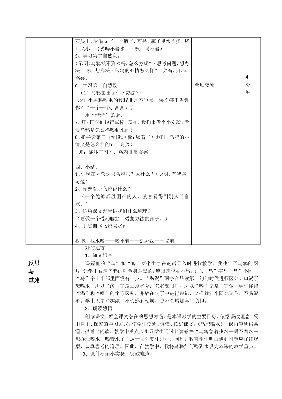 《乌鸦喝水》教学设计_第3页