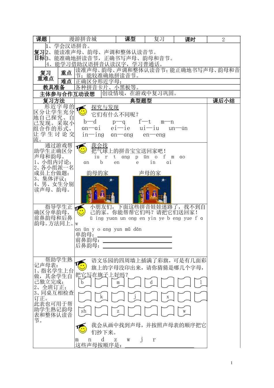 拼音复习(一上)_第1页