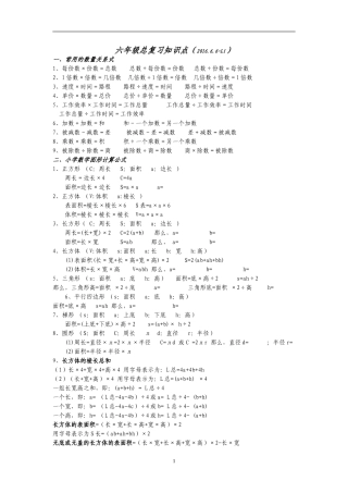 六年级总复习知识点已修改