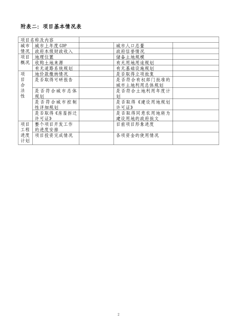 银行土地开发项目评估要点附表_第2页