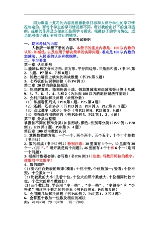 2015一下数学期末复习提纲