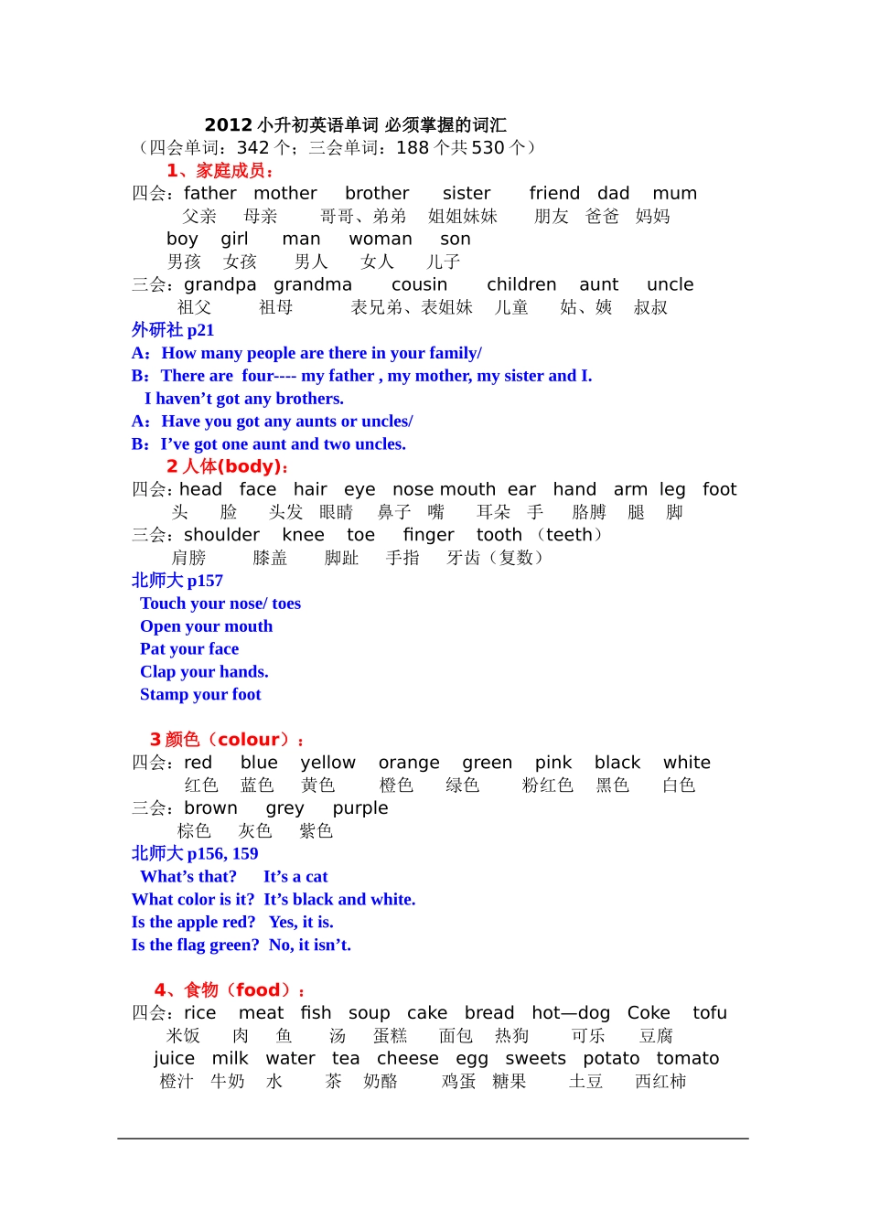 2012小升初英语单词-必须掌握的词汇_第1页