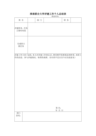 淮南联合大学评建工作个人总结表