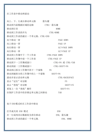execl快捷键
