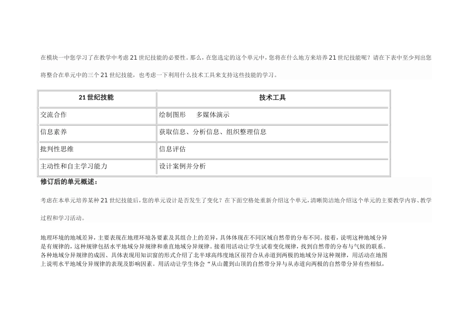 2013年远程培训intel未来教育项目地理模块一作业地理环境的地域差异_第3页