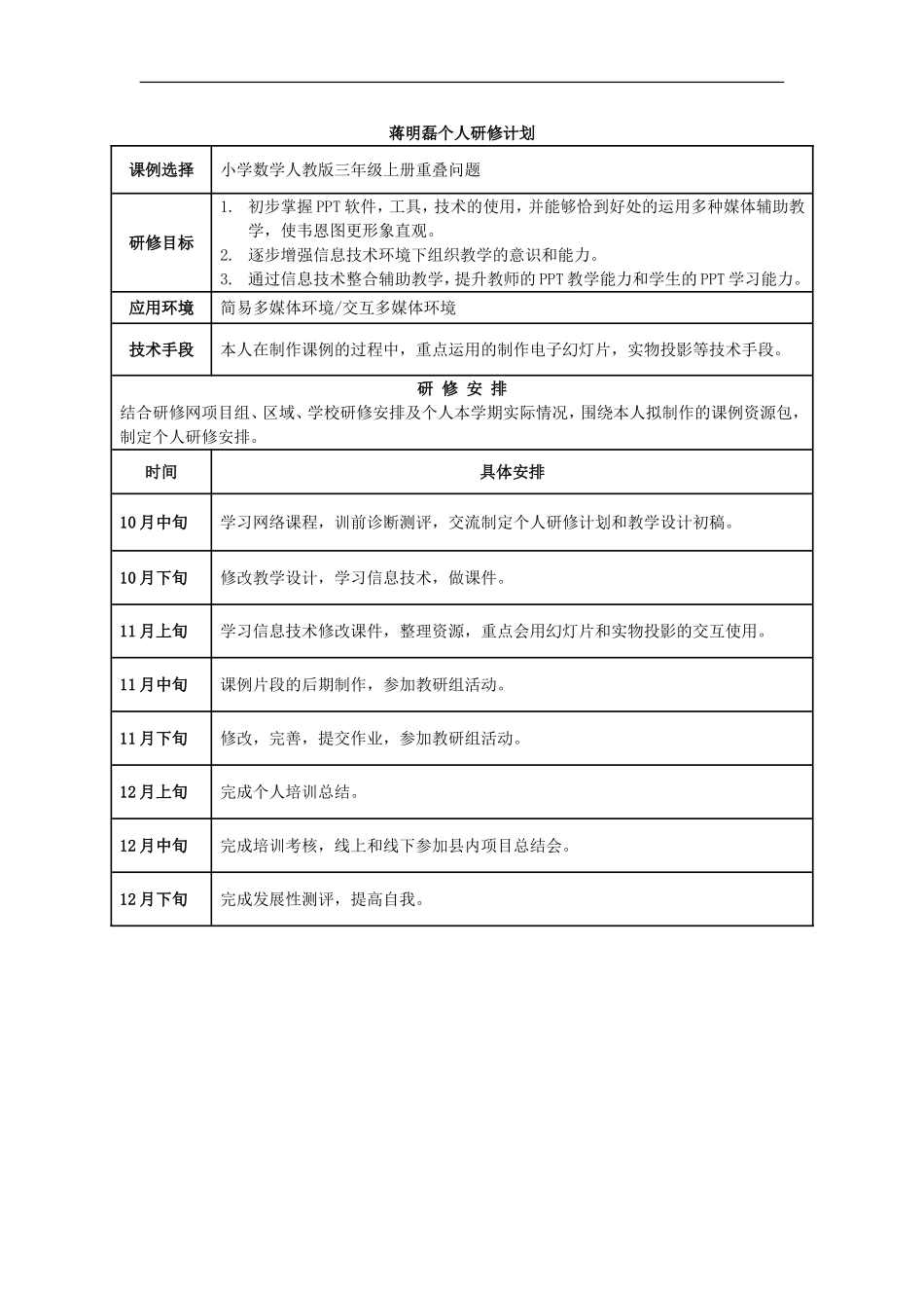 蒋明磊个人研修计划_第1页