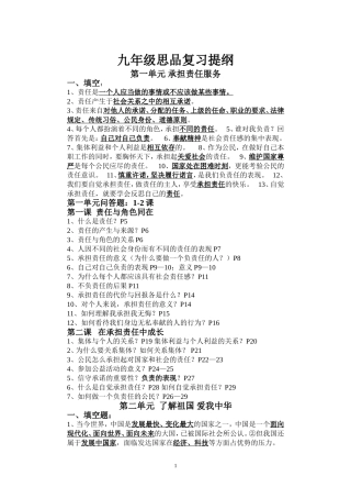 九年级思品复习提纲