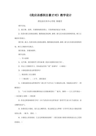 《我应该感到自豪才对》教学设计