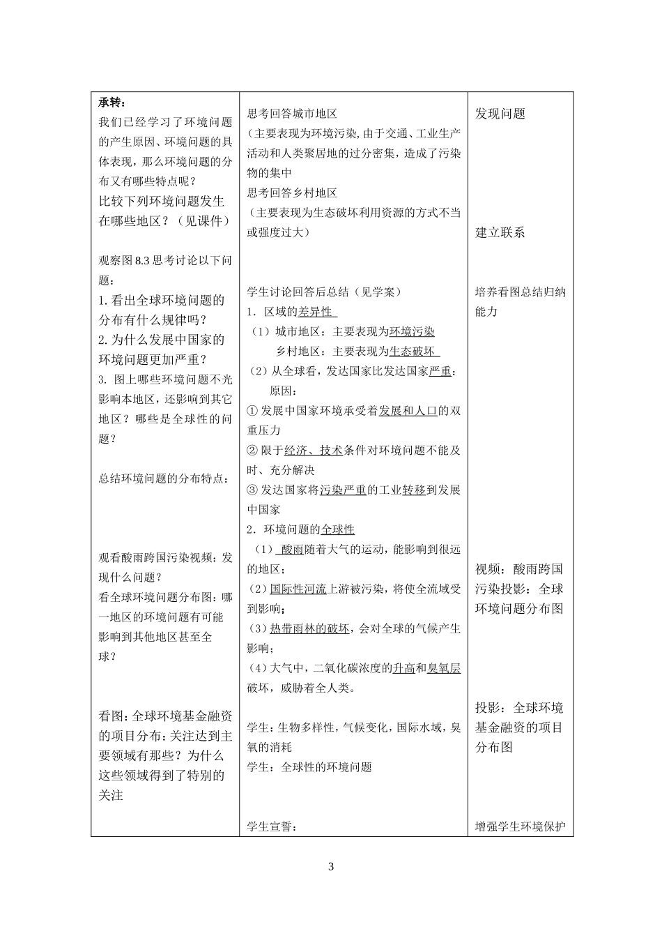 环境问题的表现与分布教学设计1_第3页