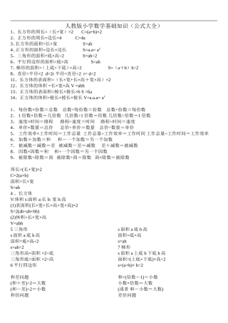 人教版小学数学基础知识(公式大全)