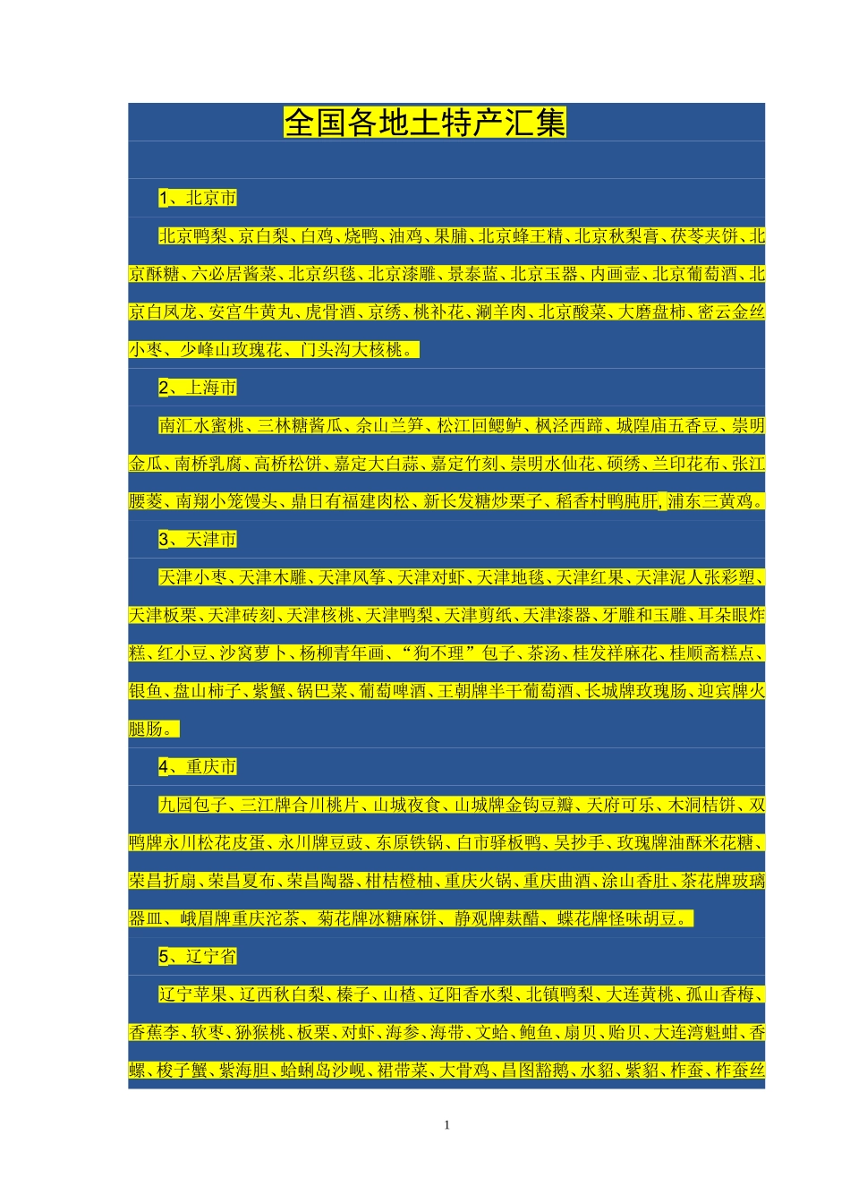 全国各地土特产汇集_第1页