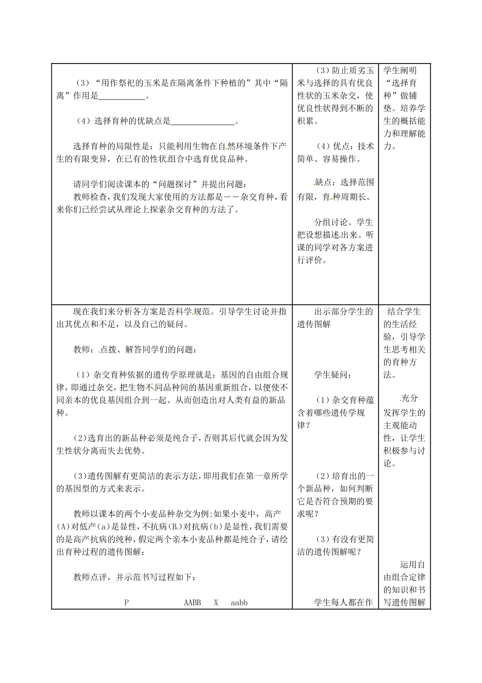 高中生物-6.1《杂交育种与诱变育种》教案(3)-新人教版必修2_第2页