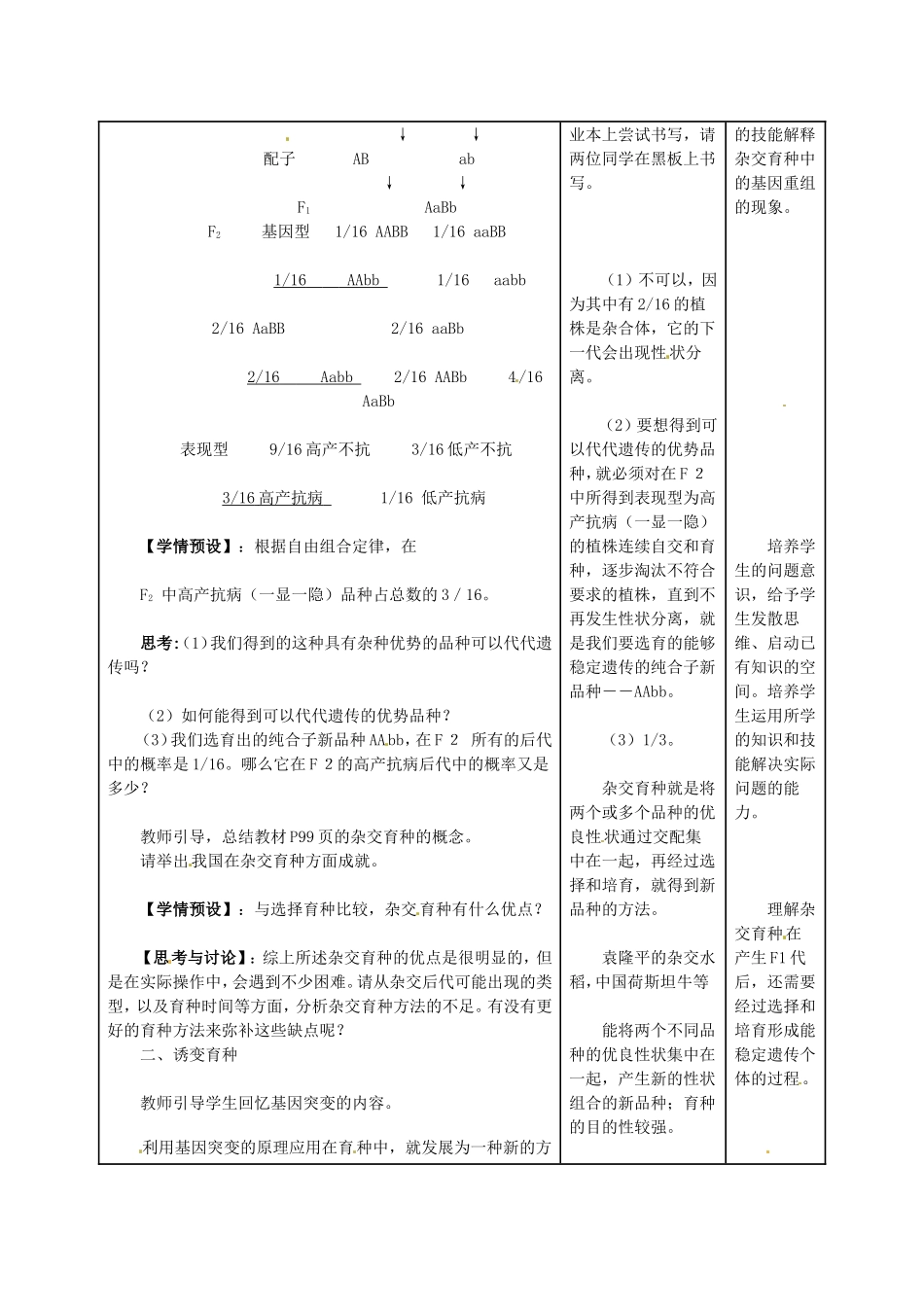 高中生物-6.1《杂交育种与诱变育种》教案(3)-新人教版必修2_第3页