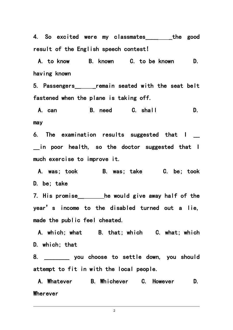 2015届四川省乐山市高三一调模拟英语试题及答案_第2页