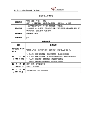 张静静个人研修计划