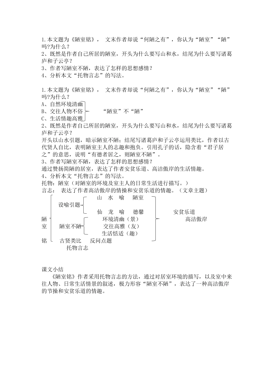 (部编)初中语文人教2011课标版七年级下册陋室铭教案-(6)_第2页